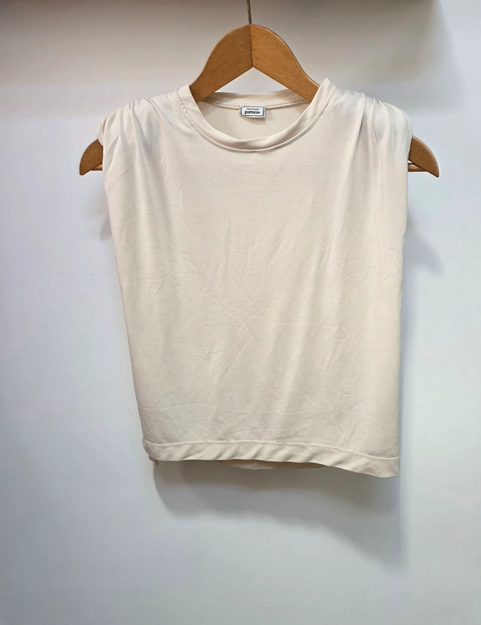 T-shirt écru beige Pimkie M 38 épaulettes style rétro
